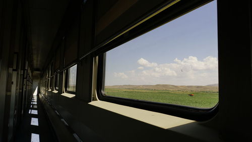 Scenic view of train seen through window