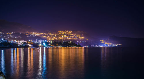 Illuminated cityscape at night