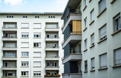 Low angle view of residential buildings in city