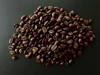 High angle view of coffee beans on table