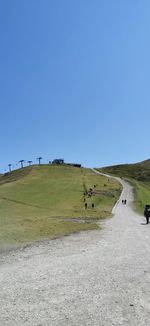 Scenic view of landscape against clear blue sky