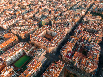 High angle view of buildings in city