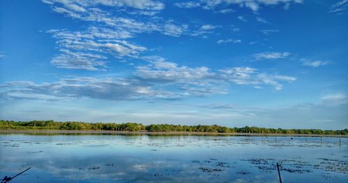 Scenic view of lake against sky