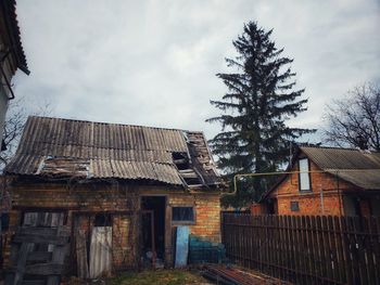 Exterior of old building against sky