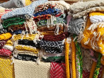 Full frame shot of multi colored rugs for sale