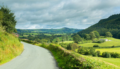 Road amidst green landscape against sky