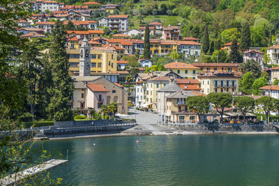 High angle view of lenno in the lake como
