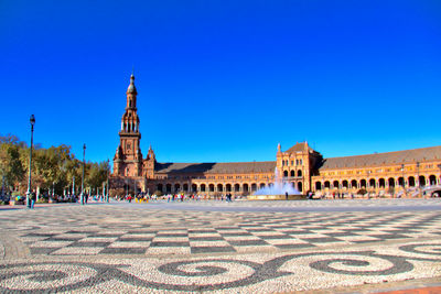 View of historic building against blue sky