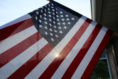 Low angle view of american flag