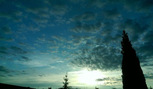 Silhouette of tree against cloudy sky