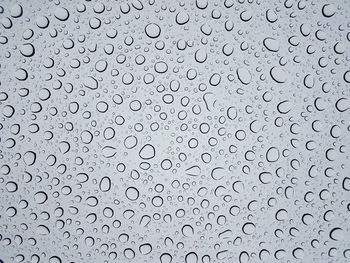 Full frame shot of raindrops on glass window