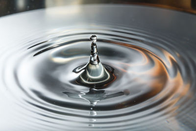 Close-up of drop splashing in water