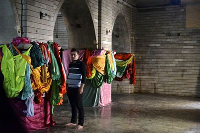 Clothes drying on clothesline