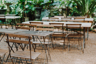 Empty chairs and table