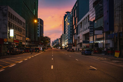 Empty street in colombo just after sunset