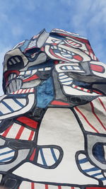 Low angle view of flag against sky