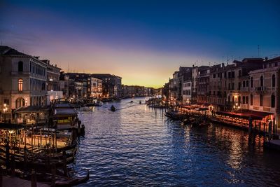 View of city at waterfront during sunset