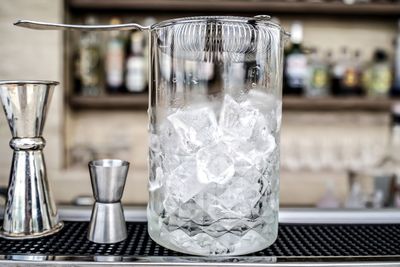 Close-up of drink in glass on table