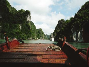 Scenic view of halong bay against cloudy sky