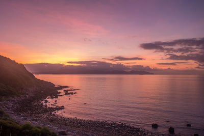 Scenic view of sea against sky during sunset