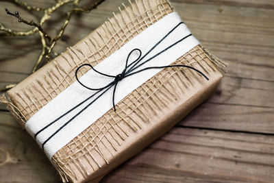 Close-up of paper on wood