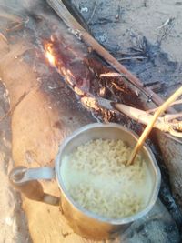 High angle view of food in bowl