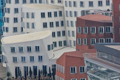 High angle view of buildings in city