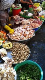 High angle view of vegetables for sale in market