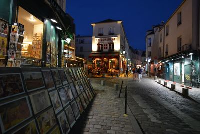 Illuminated buildings at night