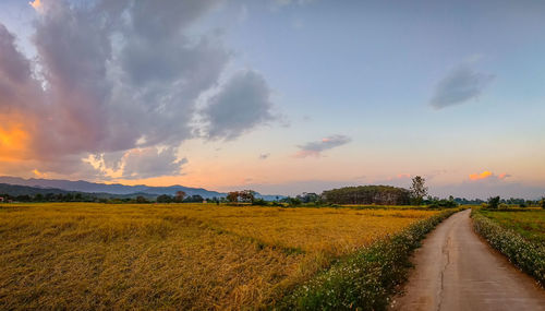 Scenic view of landscape against sky during sunset