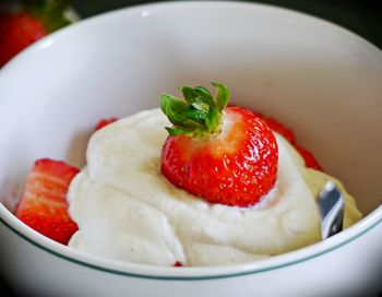 Close-up of strawberries in plate