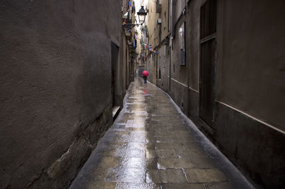 Walkway amidst buildings in city