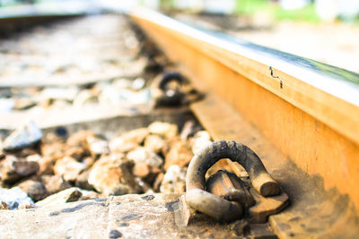 Close-up of railroad track