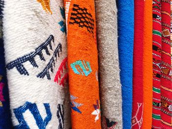 Full frame shot of multi colored woolen textile