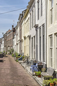 Dutch street with traditional brick houses