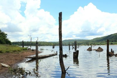 Scenic view of lake against sky