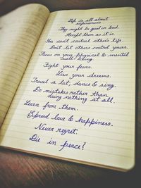 Close-up of text on paper