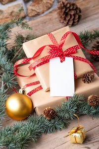 Christmas decorations on table