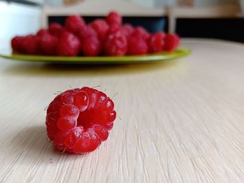 Close-up of strawberry on table