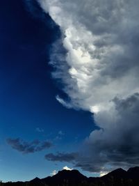 Scenic view of mountains against cloudy sky