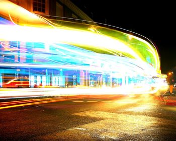 Light trails on city street at night