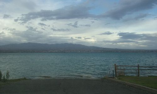 Scenic view of sea against cloudy sky