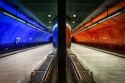 Illuminated railroad station