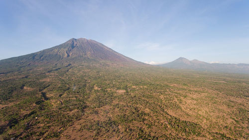Active volcano gunung agung in bali, indonesia.
