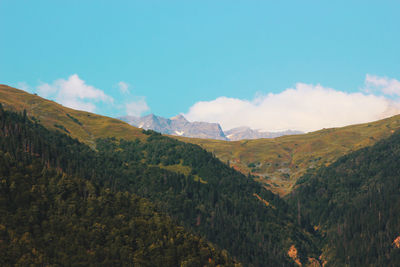 Scenic view of mountains against clear sky