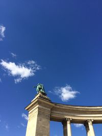 Low angle view of statue against cloudy sky