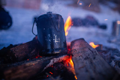 Close-up of bonfire