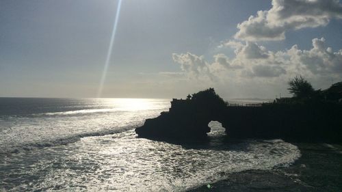 Scenic view of sea against sky at sunset