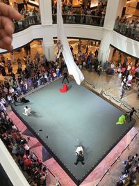High angle view of people at shopping mall