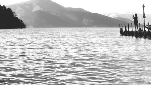 Scenic view of lake and mountains